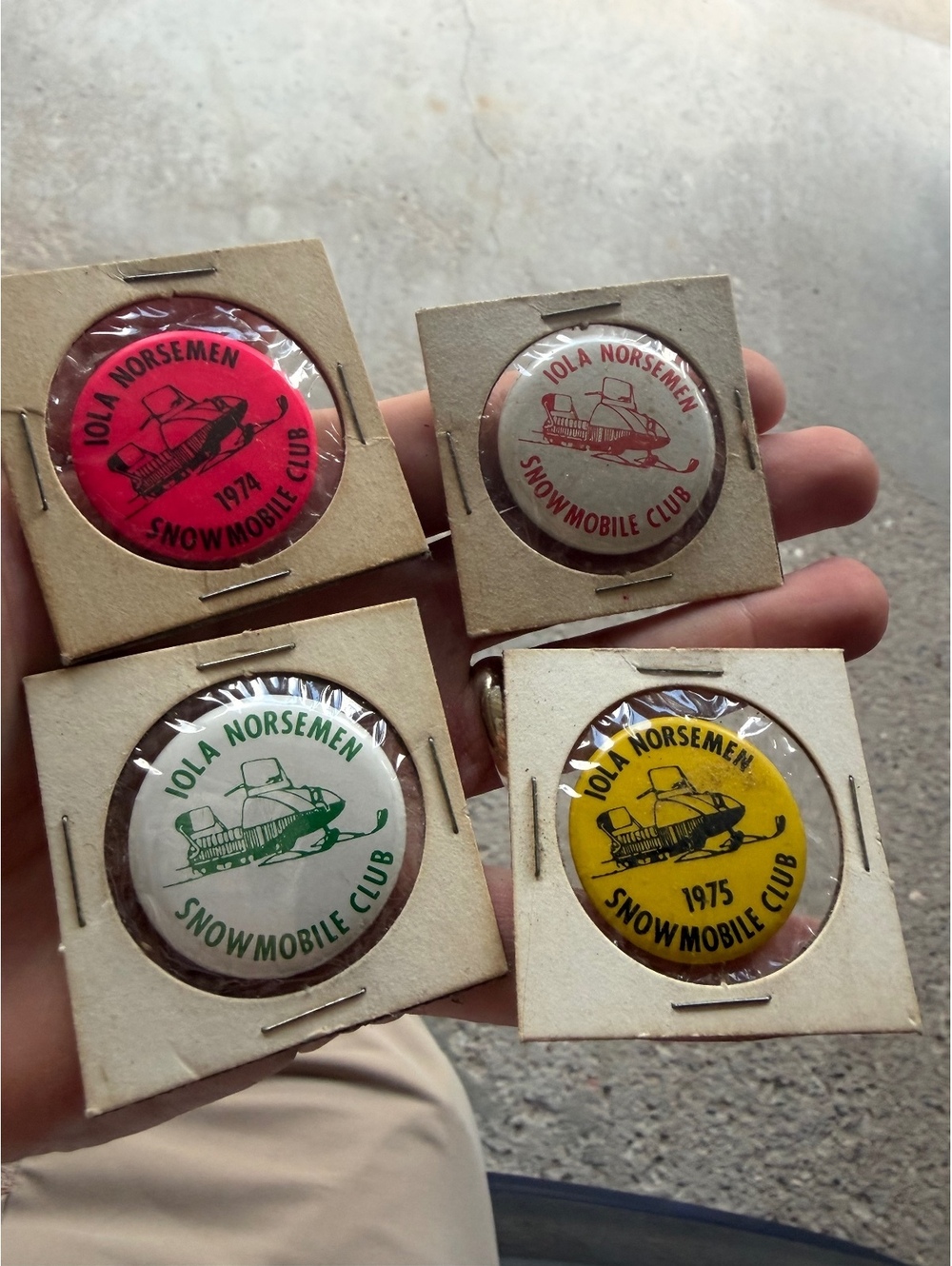 70’s snowmobile club Iola Norsemen pins 70s Vtg rare Wisconsin